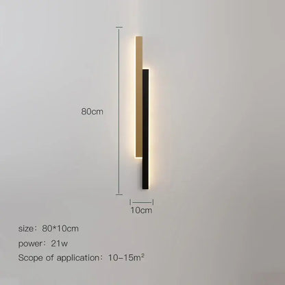 Modern led black wall lamp set for living room with gold glow