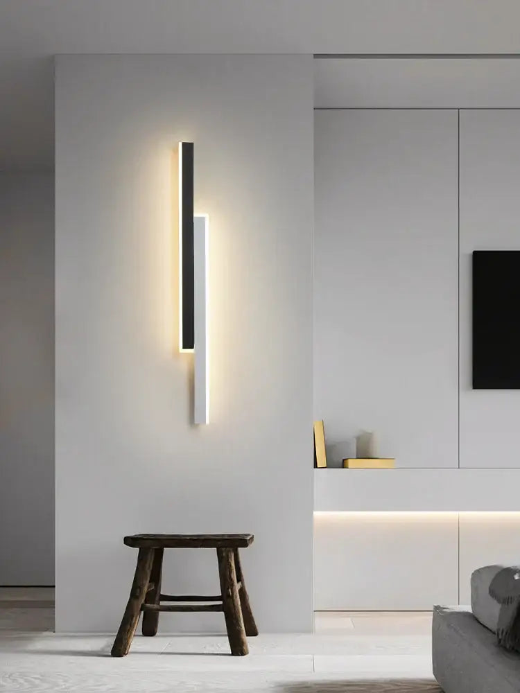 Modern led black wall lamp set for living room with gold glow