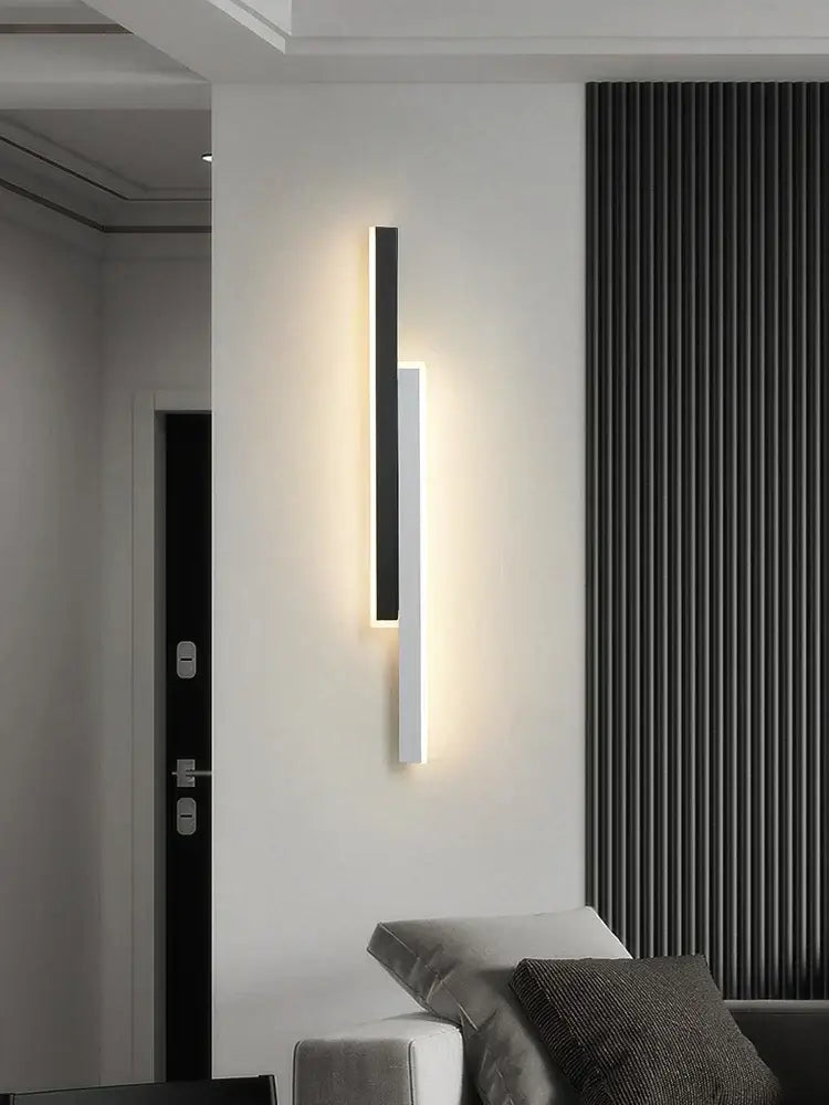 Modern led black wall lamp set for living room with gold glow