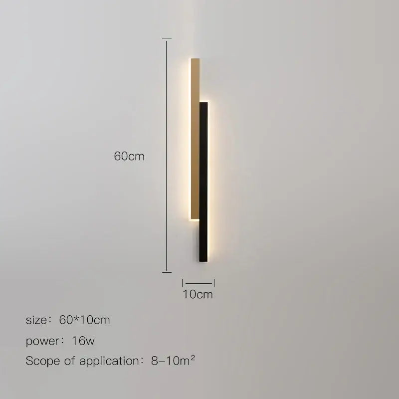 Modern led black wall lamp set for living room with gold glow