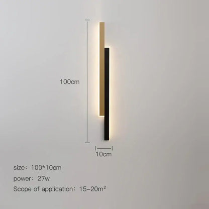 Modern led black wall lamp set for living room with gold glow