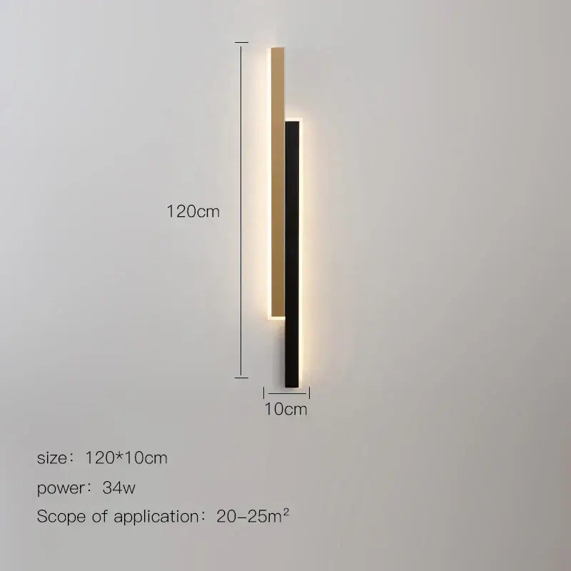 Modern led black wall lamp set for living room with gold glow