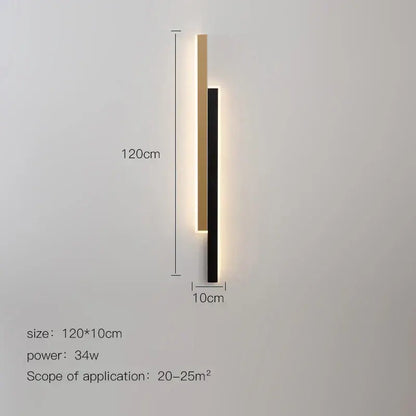 Modern led black wall lamp set for living room with gold glow
