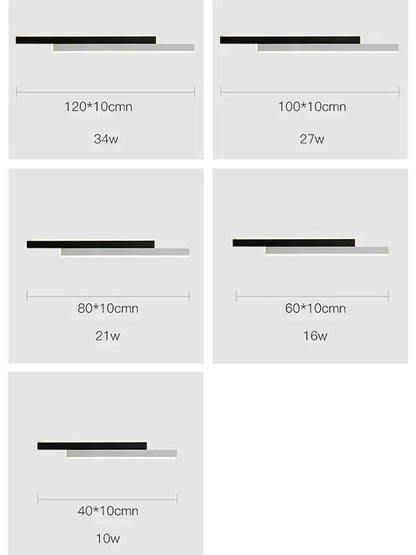 Modern led black wall lamp set for living room with gold glow