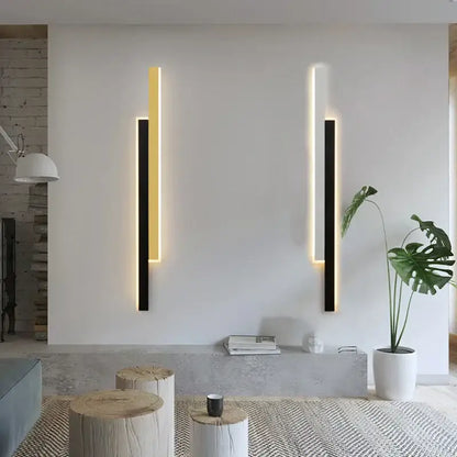 Modern led black wall lamp set for living room with gold glow
