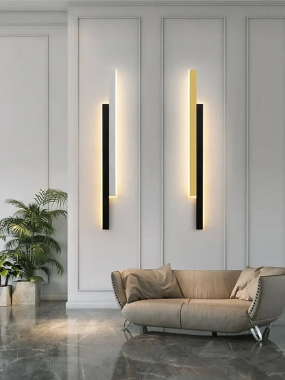 Modern led black wall lamp set for living room with gold glow