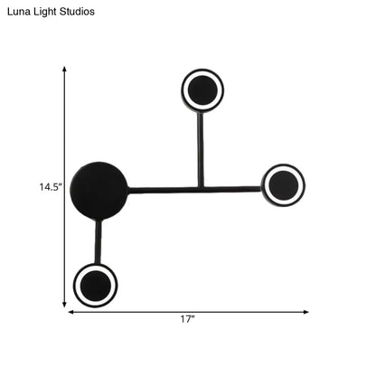 DecorBites™ Modern LED Black Wall Sconce - Circle Metallic Flush Mount Lamp in Warm/White Light