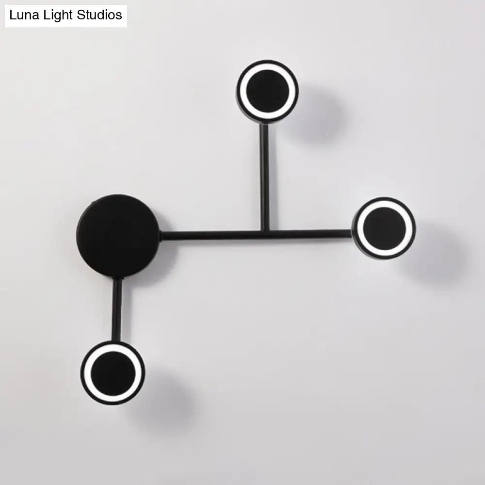 DecorBites™ Modern LED Black Wall Sconce - Circle Metallic Flush Mount Lamp in Warm/White Light