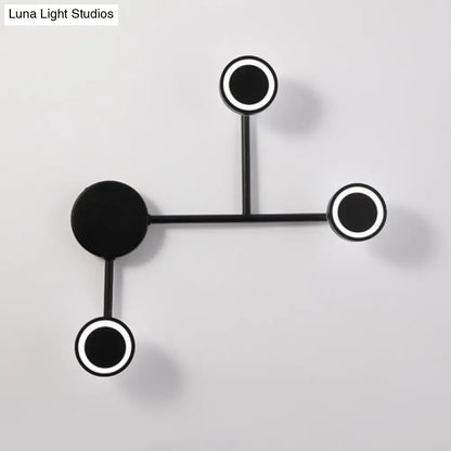 DecorBites™ Modern LED Black Wall Sconce - Circle Metallic Flush Mount Lamp in Warm/White Light