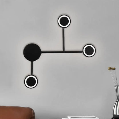 DecorBites™ Modern LED Black Wall Sconce - Circle Metallic Flush Mount Lamp in Warm/White Light