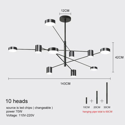 DecorBites™ Modern LED Chandelier - Gold Black - Living Room - Bedroom