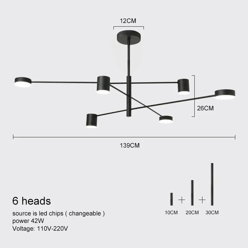 DecorBites™ Modern LED Chandelier - Gold Black - Living Room - Bedroom