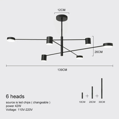 DecorBites™ Modern LED Chandelier - Gold Black - Living Room - Bedroom
