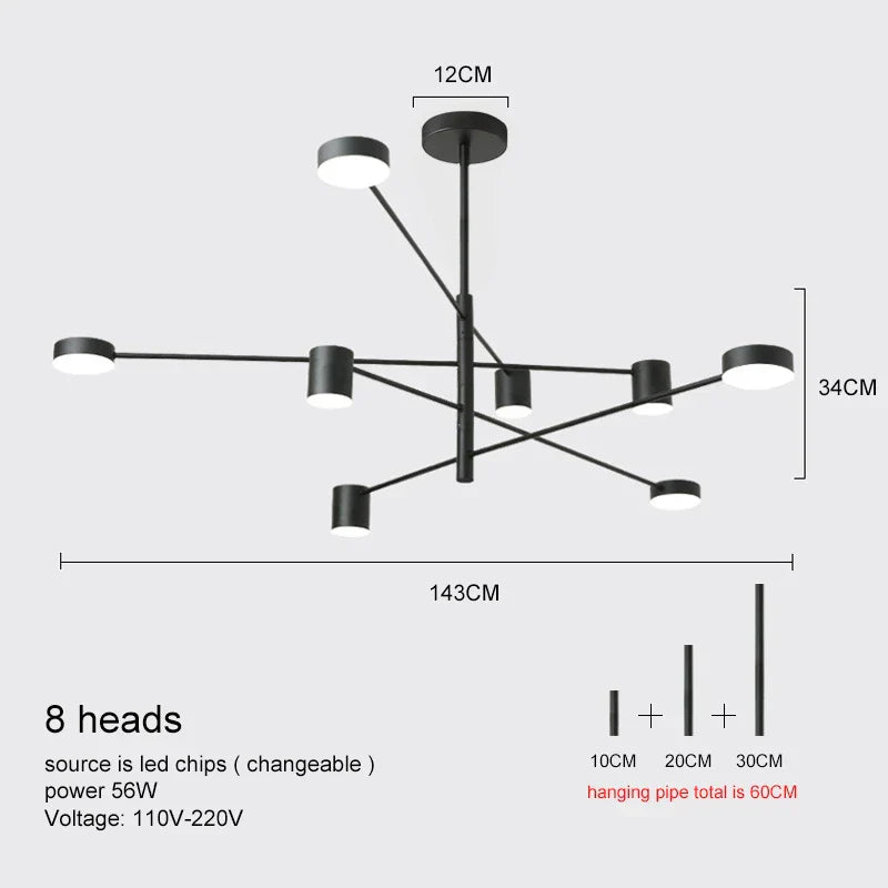 DecorBites™ Modern LED Chandelier - Gold Black - Living Room - Bedroom