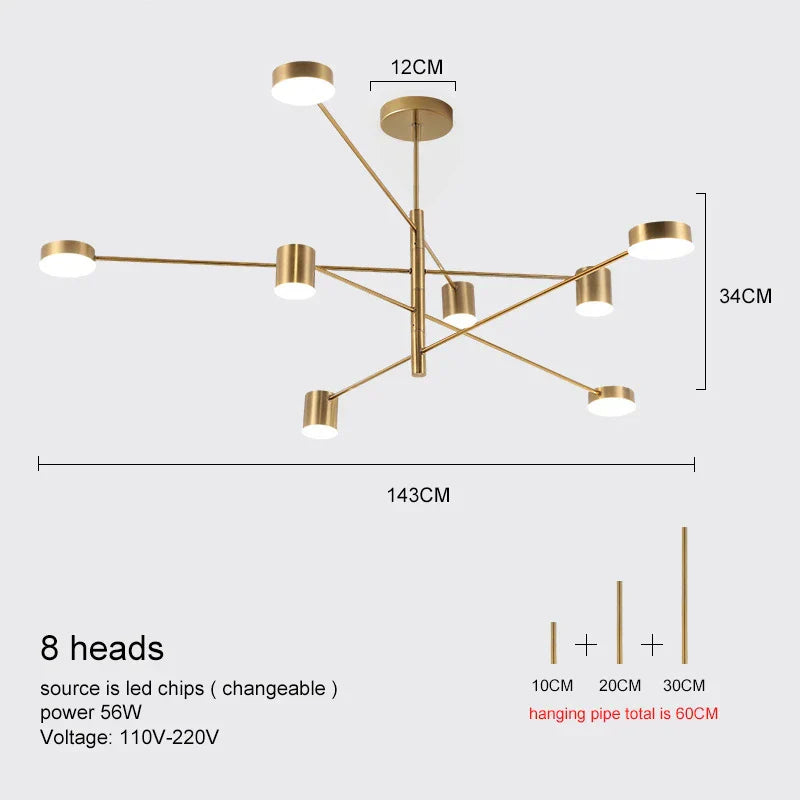 DecorBites™ Modern LED Chandelier - Gold Black - Living Room - Bedroom