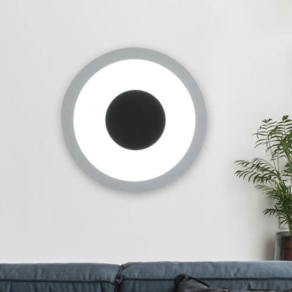 DecorBites™ Modern LED Circle Sconce: White & Black Wall Mounted Lamp for Living Room