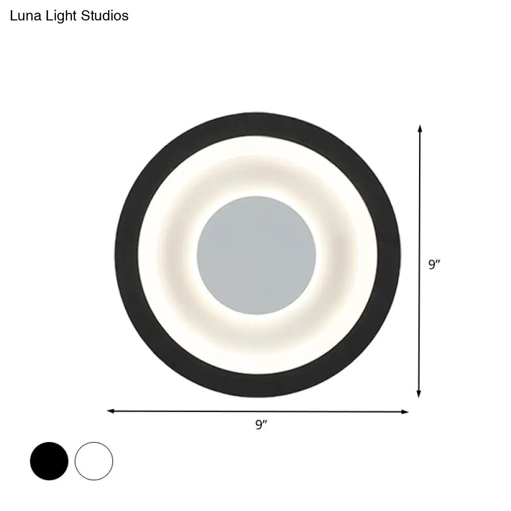 DecorBites™ Modern LED Circle Sconce: White & Black Wall Mounted Lamp for Living Room
