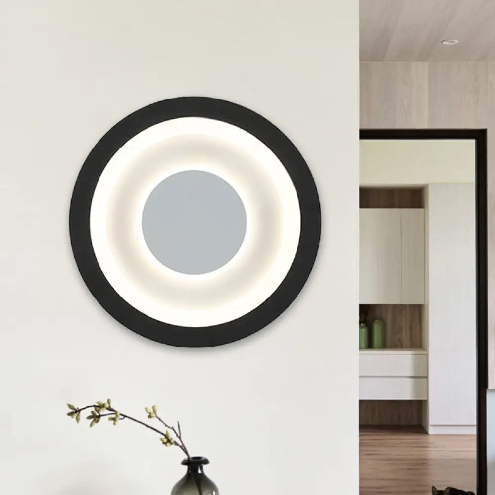DecorBites™ Modern LED Circle Sconce: White & Black Wall Mounted Lamp for Living Room