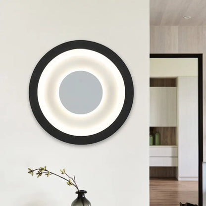 DecorBites™ Modern LED Circle Sconce: White & Black Wall Mounted Lamp for Living Room