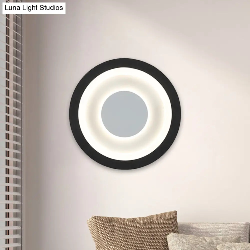 DecorBites™ Modern LED Circle Sconce: White & Black Wall Mounted Lamp for Living Room