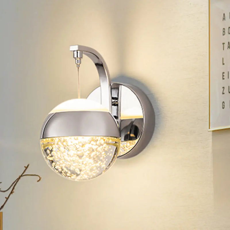 DecorBites™ Modern LED Crystal Ball Wall Sconce in Gold/Chrome for Bedroom Lighting