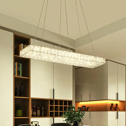 Modern led crystal island chandelier dining room pendant light