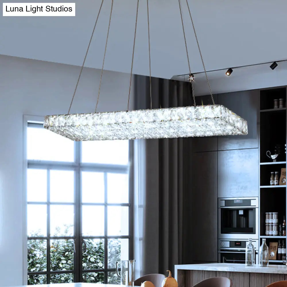 DecorBites™ Modern LED Crystal Island Chandelier - Rectangular Pendant for Dining Room Décor