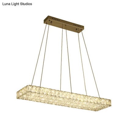 DecorBites™ Modern LED Crystal Island Chandelier - Rectangular Pendant for Dining Room Décor