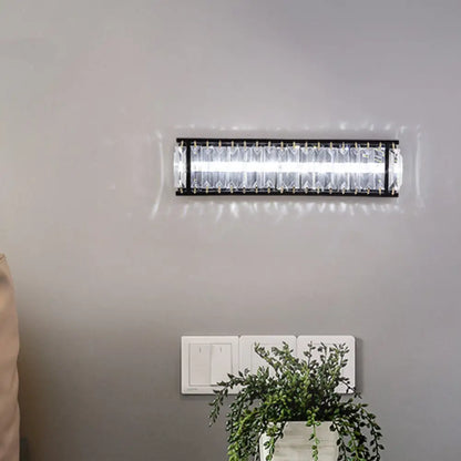 DecorBites™ Modern LED Crystal Rectangular Sconce: Black Wall Mounted Bedside Lighting
