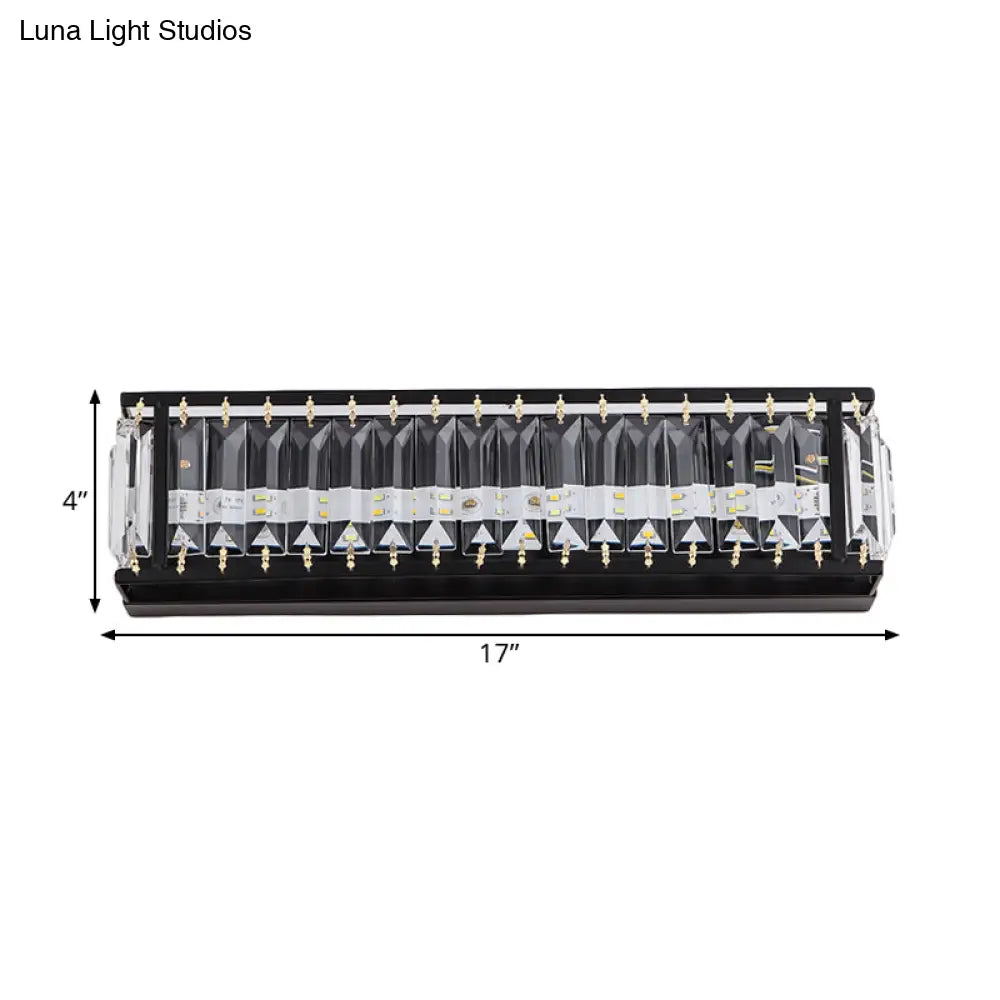 DecorBites™ Modern LED Crystal Rectangular Sconce: Black Wall Mounted Bedside Lighting