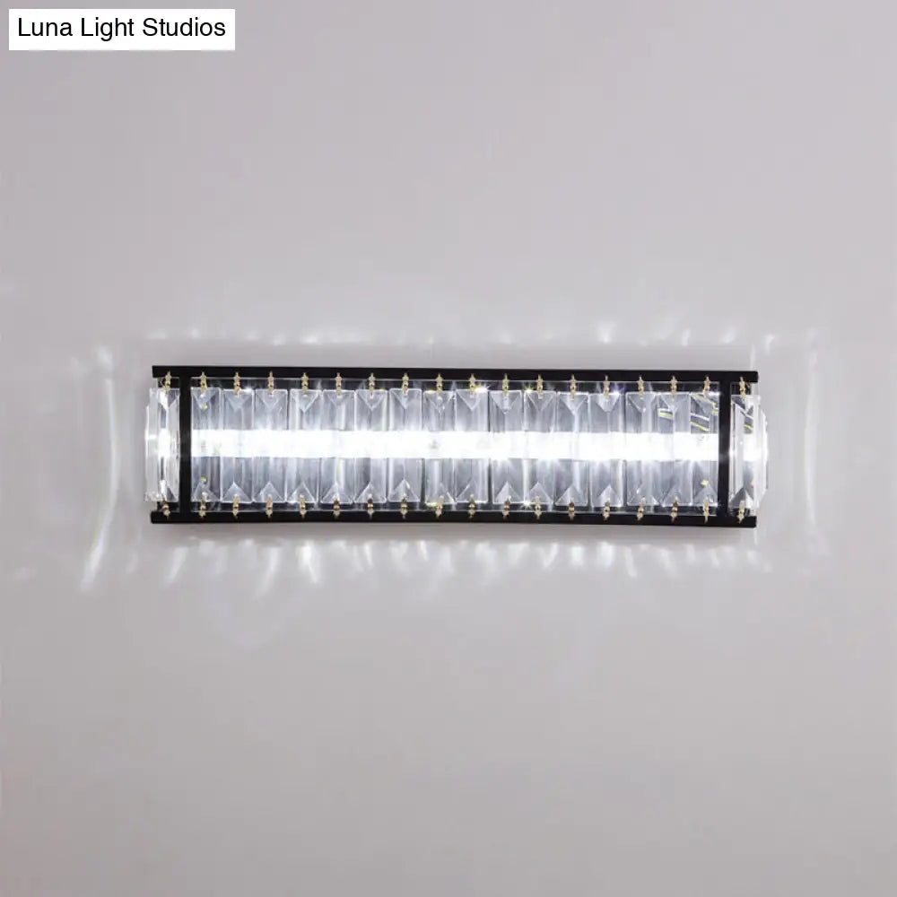 DecorBites™ Modern LED Crystal Rectangular Sconce: Black Wall Mounted Bedside Lighting