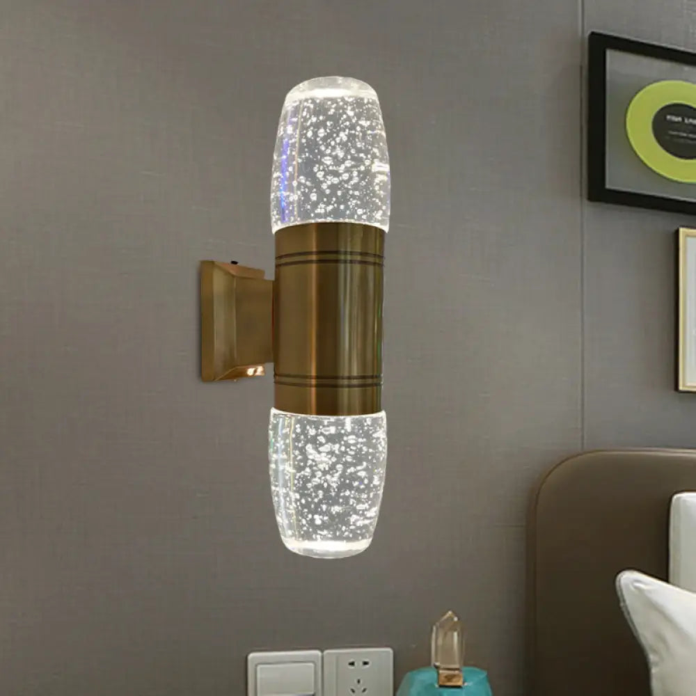 DecorBites™ Modern LED Crystal Wall Sconce Light in Brass for Bedroom