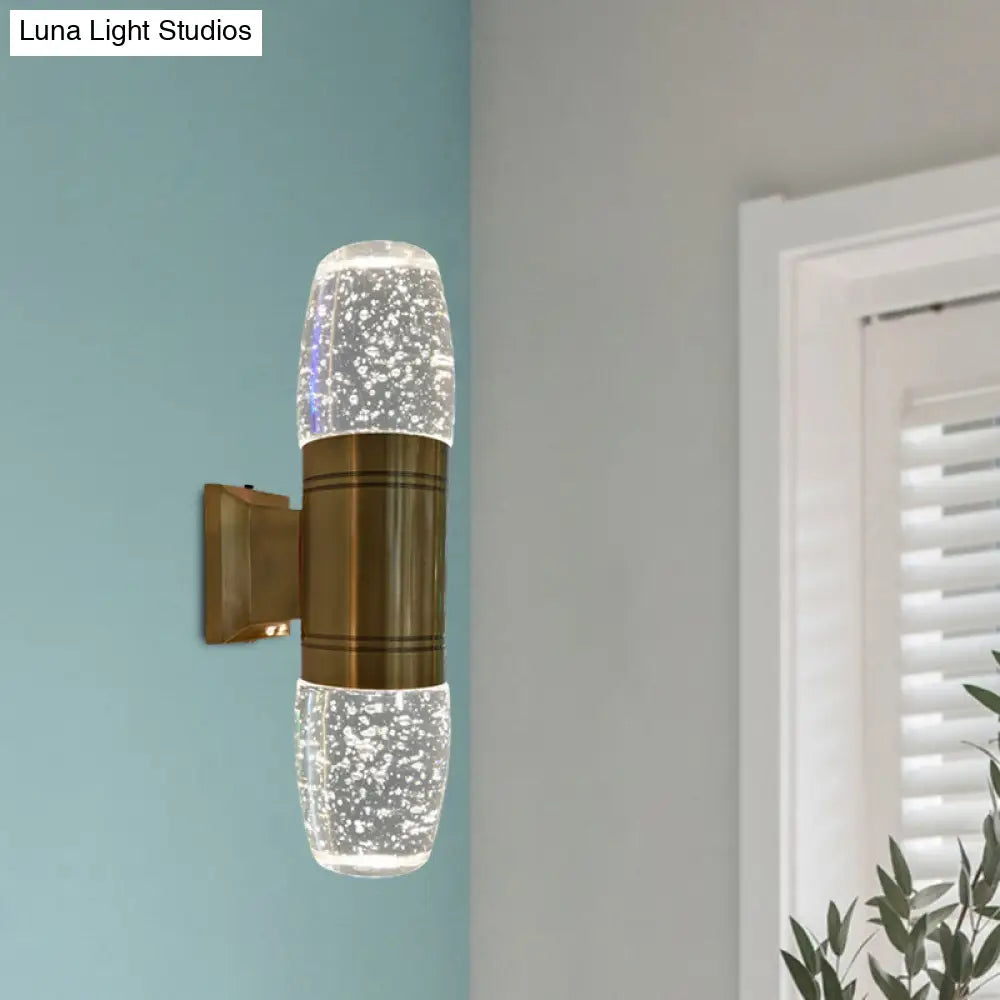 DecorBites™ Modern LED Crystal Wall Sconce Light in Brass for Bedroom