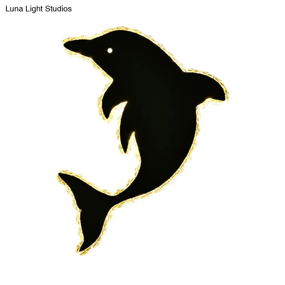 DecorBites™ Modern LED Dolphin Crystal Wall Sconce - Stainless Steel Flush Mount Light