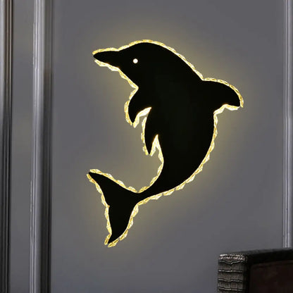 DecorBites™ Modern LED Dolphin Crystal Wall Sconce - Stainless Steel Flush Mount Light