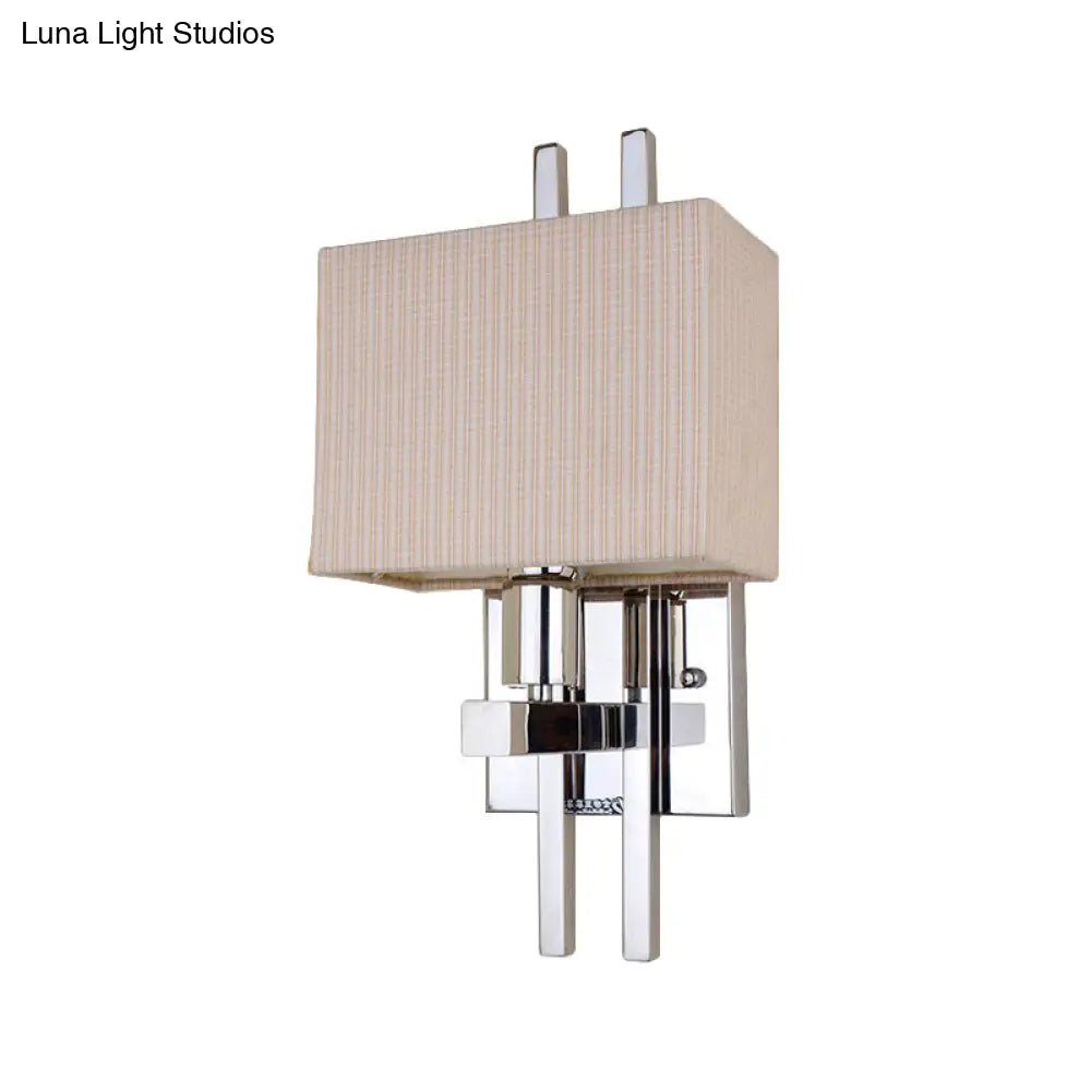 DecorBites™ Modern LED Fabric Sconce Light: Rectangle Wall Mounted Beige Lighting for Bedroom
