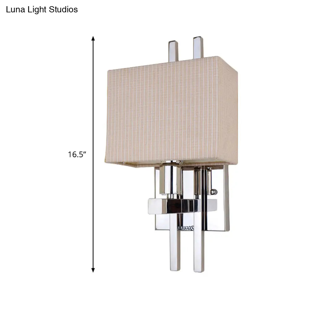 DecorBites™ Modern LED Fabric Sconce Light: Rectangle Wall Mounted Beige Lighting for Bedroom