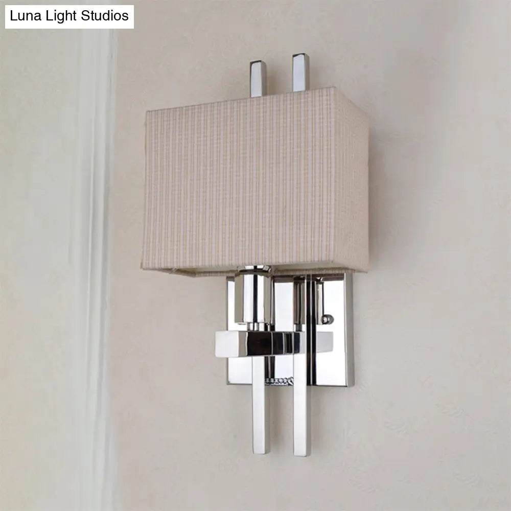 DecorBites™ Modern LED Fabric Sconce Light: Rectangle Wall Mounted Beige Lighting for Bedroom