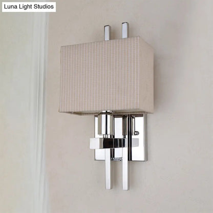 DecorBites™ Modern LED Fabric Sconce Light: Rectangle Wall Mounted Beige Lighting for Bedroom
