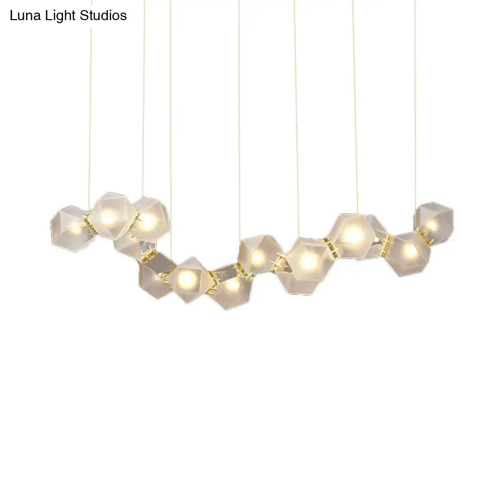 DecorBites™ Modern LED Geometric Pendant Light Fixture - White Glass, 12/14 Lights - Dining Room Island Lighting