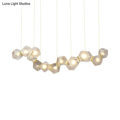 DecorBites™ Modern LED Geometric Pendant Light Fixture - White Glass, 12/14 Lights - Dining Room Island Lighting