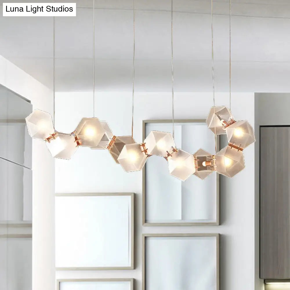 DecorBites™ Modern LED Geometric Pendant Light Fixture - White Glass, 12/14 Lights - Dining Room Island Lighting