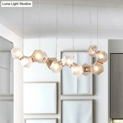 DecorBites™ Modern LED Geometric Pendant Light Fixture - White Glass, 12/14 Lights - Dining Room Island Lighting