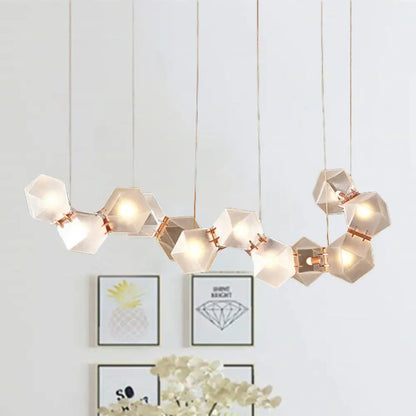 DecorBites™ Modern LED Geometric Pendant Light Fixture - White Glass, 12/14 Lights - Dining Room Island Lighting