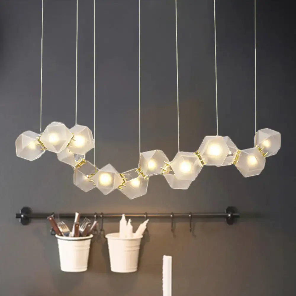 Modern led geometric white glass pendant – dining room light