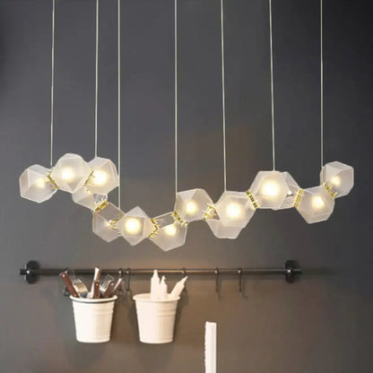 Modern led geometric white glass pendant – dining room light