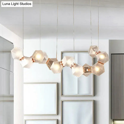 Modern led geometric white glass pendant – dining room light