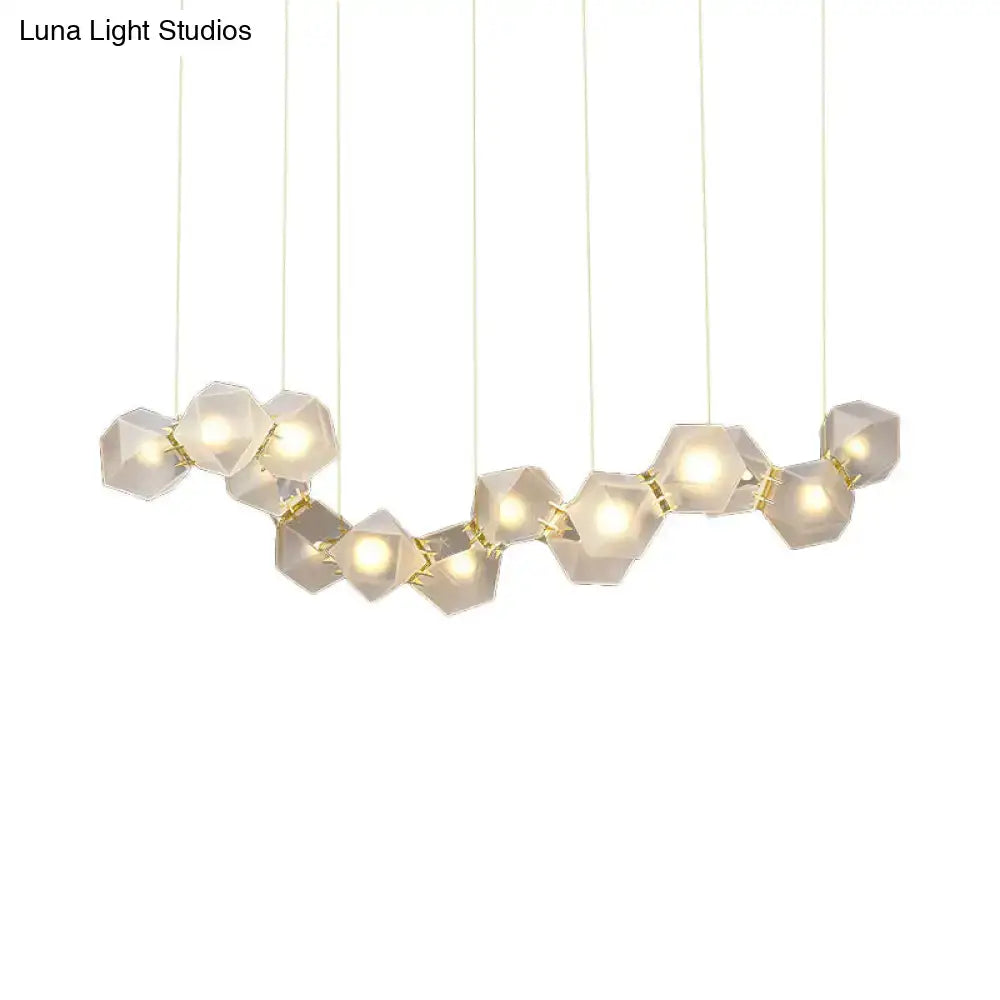 Modern led geometric white glass pendant – dining room light