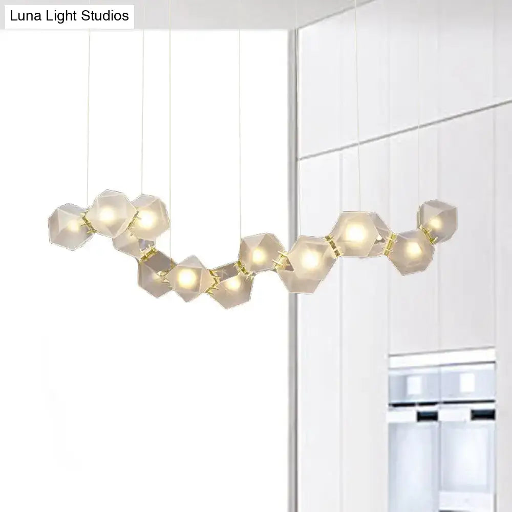 Modern led geometric white glass pendant – dining room light