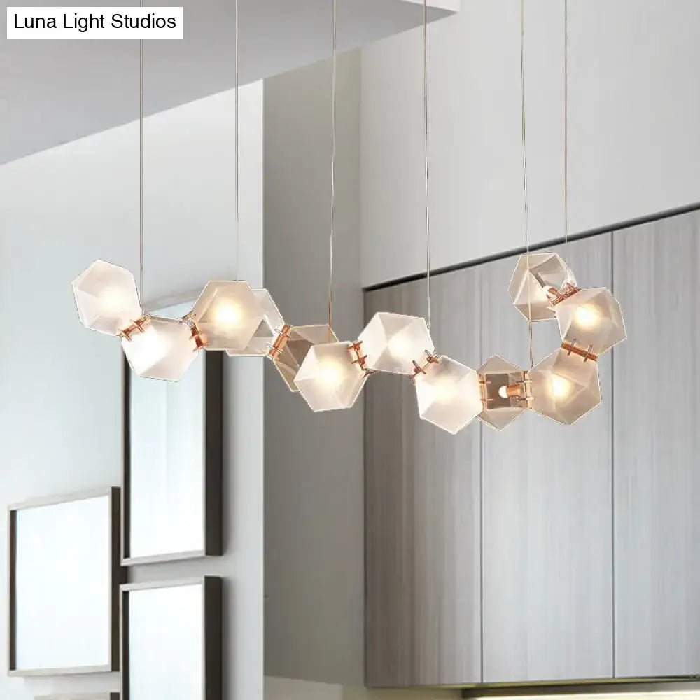 Modern led geometric white glass pendant – dining room light